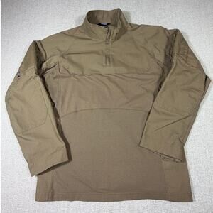CQR Men Tan XL 1/4 Zip Long Sleeve Tactical Pullover Performance Outdoor Wear